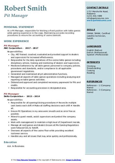 pit manager job description|Pit manager .